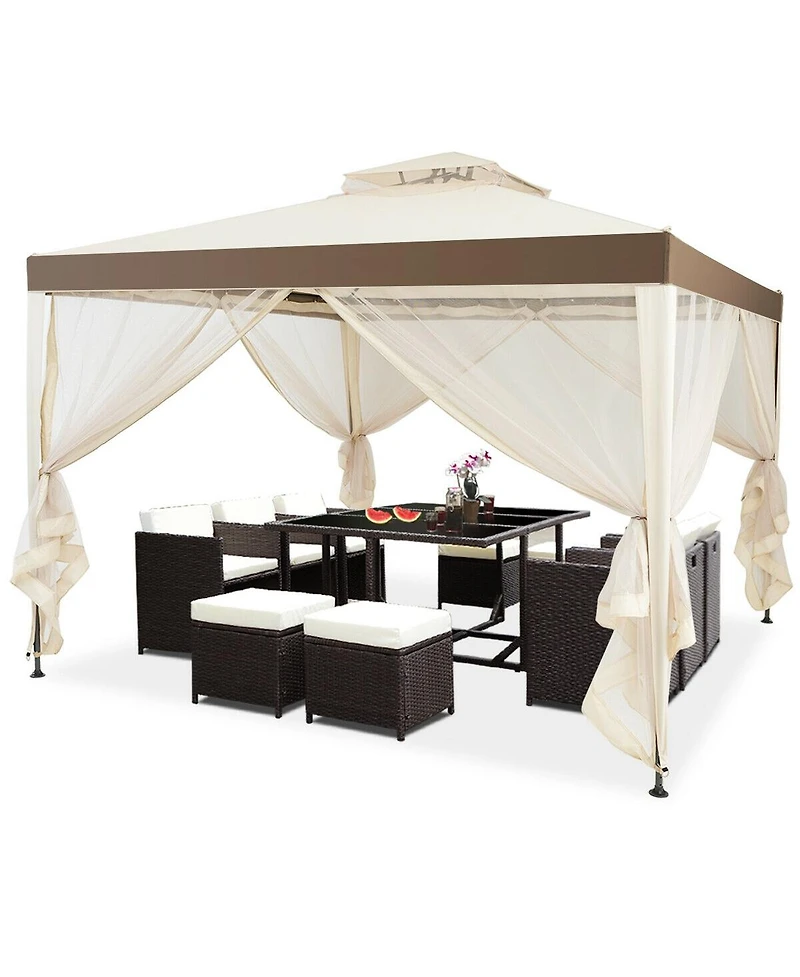 Slickblue Outdoor Patio Gazebo Tent with Mosquito Netting