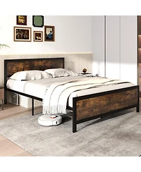Sugift Metal Bed Frame with Headboard and Footboard
