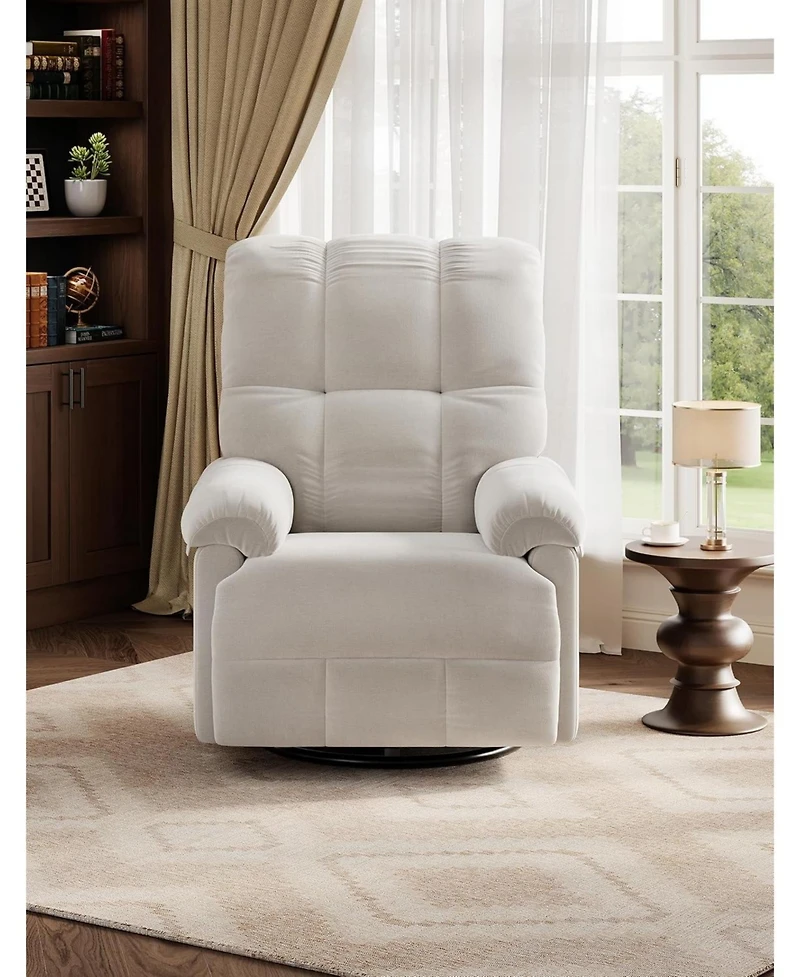 gaomon Oversized Swivel Rocker Recliner - Chenille Upholstered, 350lb Capacity, Infinite Recline for Living Room