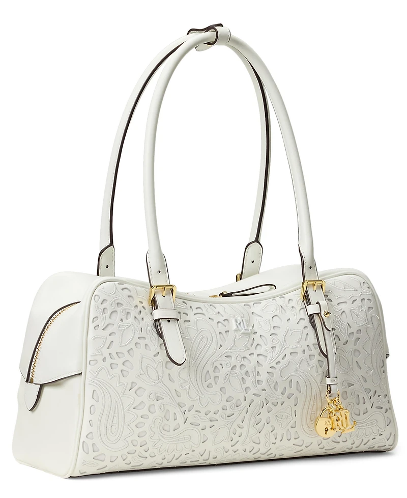 Lauren Ralph Lauren Marcy Large Perforated Nappa Leather Satchel Bag