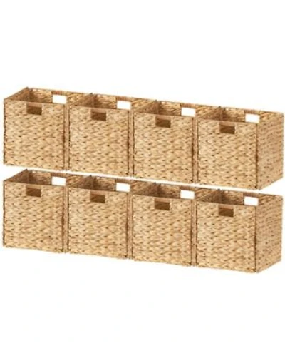 Ornavo Home Set of 8 Water Hyacinth Storage Cube Bin Basket