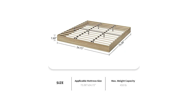 gaomon Full Floor Standing Bed Frame Sturdy Wood Slats Minimalist No Headboard No Box Spring Golden Tan Wood