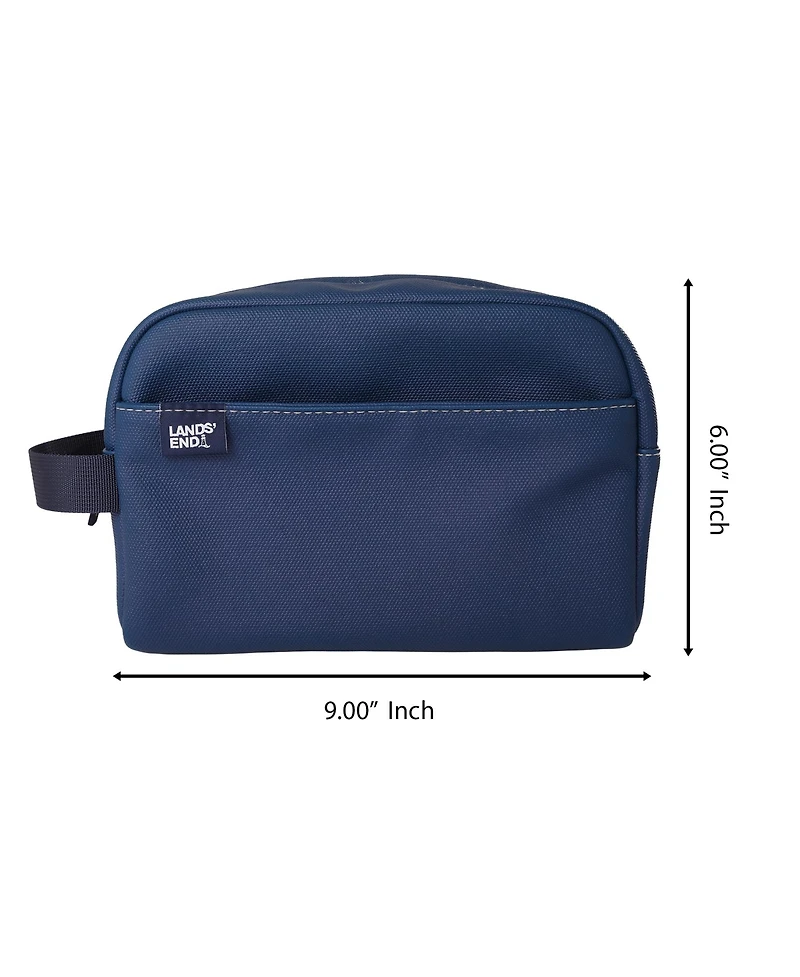 Lands' End Woven Dopp Kit for Men, Solid Toiletry Bag with Top Zip and Front Pocket