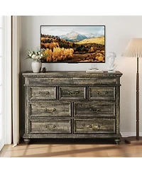 gaomon Dresser for Bedroom 48 in Wide 9 Drawer Chest Wooden Clothes Organizer for Closet Retro Handles