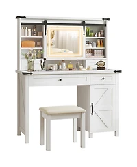 Homcom Vanity Desk Set, Makeup Vanity Table with Mirror and Lights