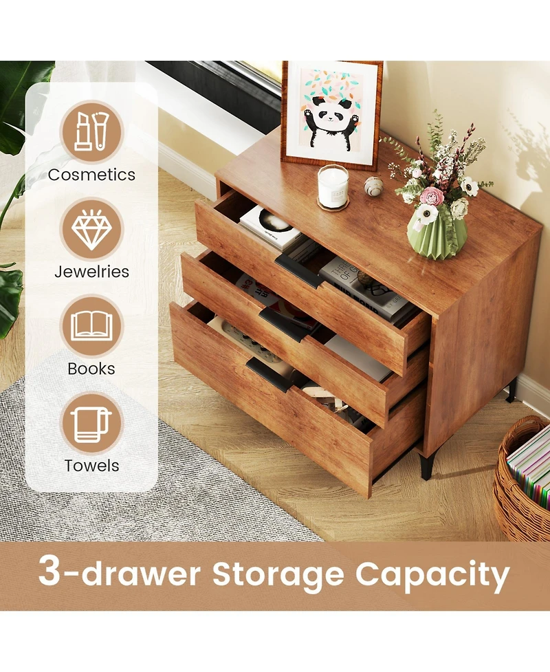 Sugift Three Drawer Dresser with Interlock Safety System