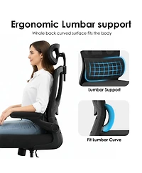 Rainsken Ergonomic Office Chair, Adjustable Swivel Desk Chair with Headrest and Lumbar Support, Computer Chair for Home Office