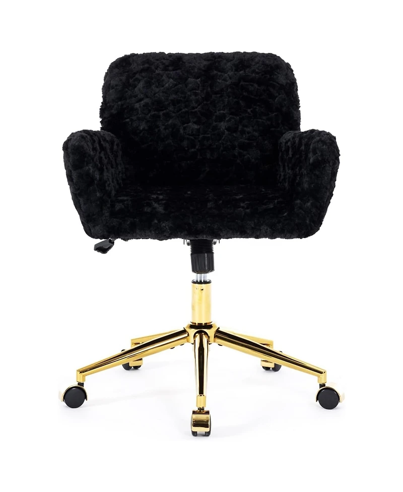 Rainsken Faux Fur Home Office Chair, Adjustable Swivel Desk Chair