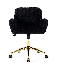 Rainsken Faux Fur Home Office Chair, Adjustable Swivel Desk Chair