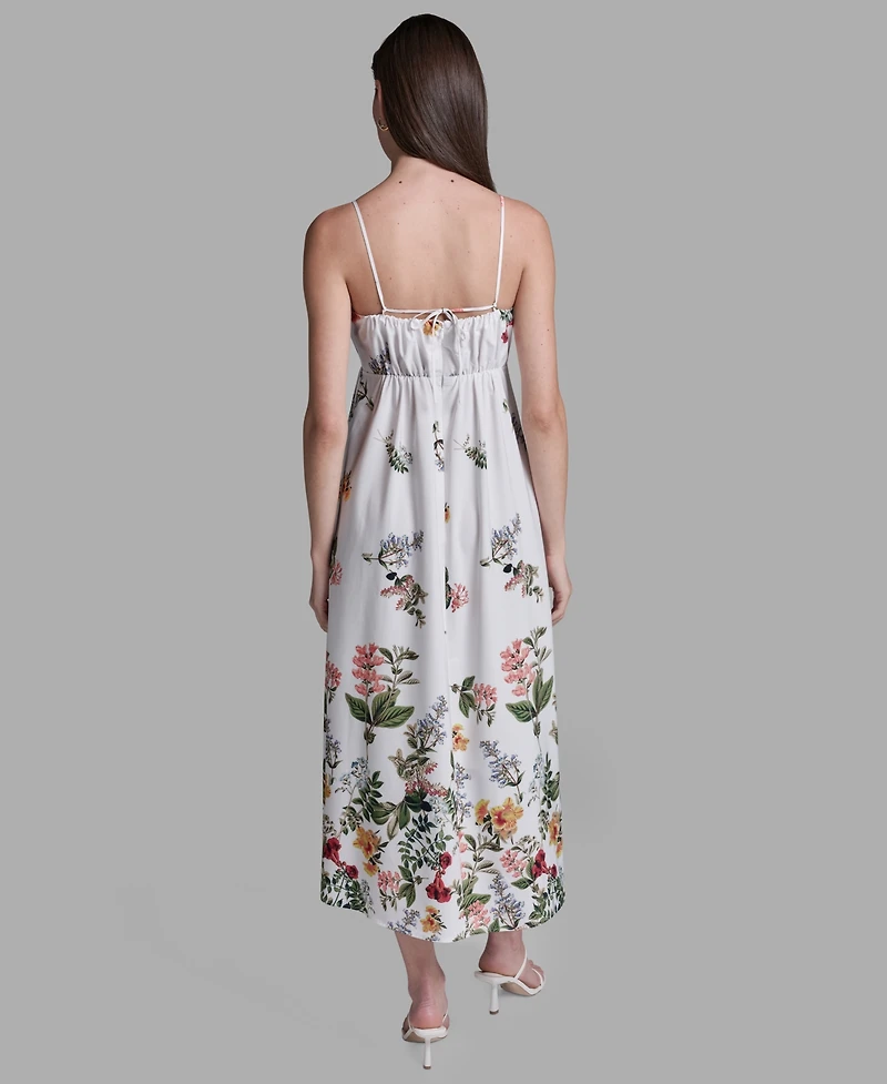 Bcbg Women's Floral Print Square Neck Midi Dress