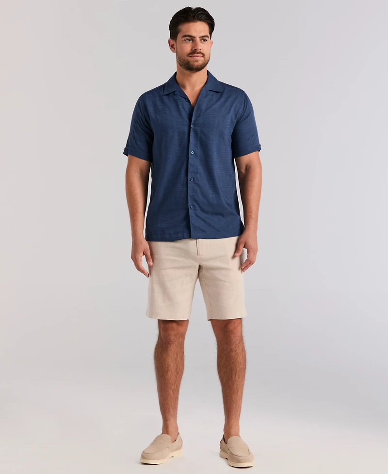 Cubavera Men's Solid Textured Camp Collar Shirt