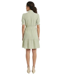 London Times Women's Striped Collared Mini Dress