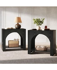 Tribesigns Side Table Set of 2, with Wooden Base, for living room bedroom