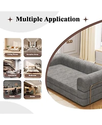 gaomon Convertible Corduroy Sleeper Sofa Bed,Folding Mattress Couch with Fixed-Shape Frame, 3 Seater Fold Out King Size Futon,No Assembly Floor Couch