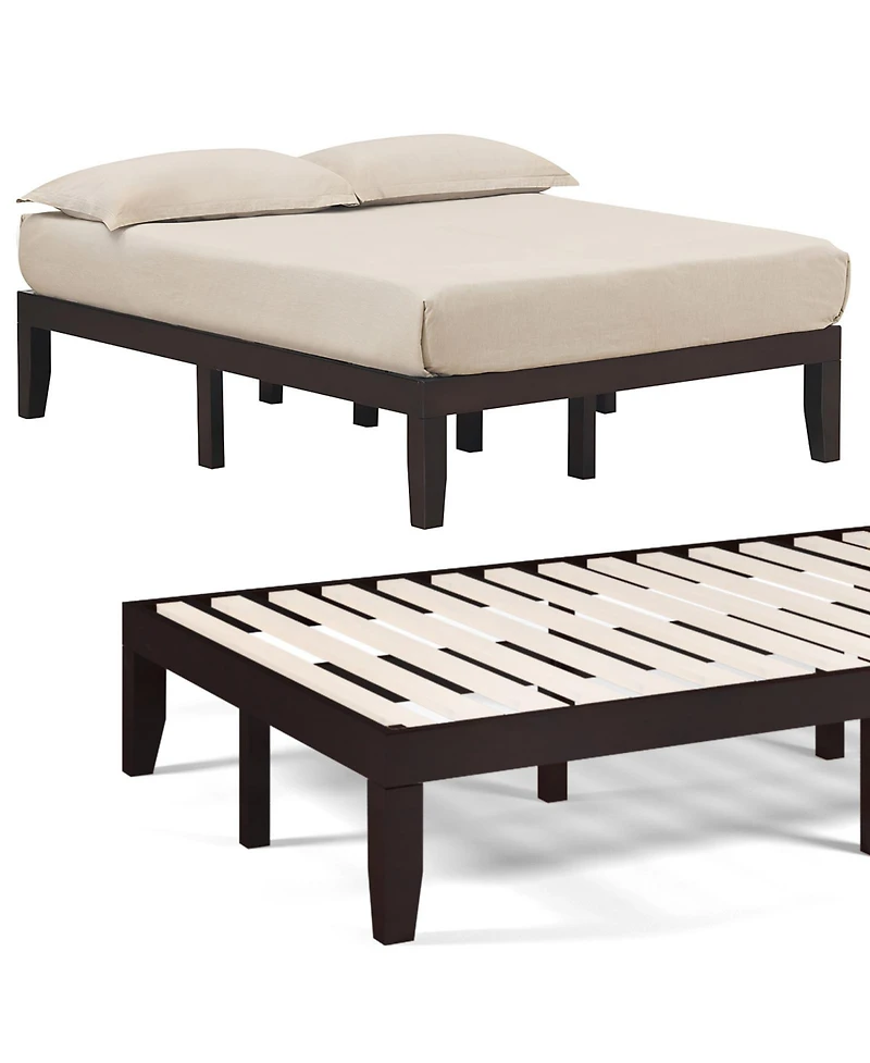 Sugift 14 in Wood Platform Bed Frame with Slat Support