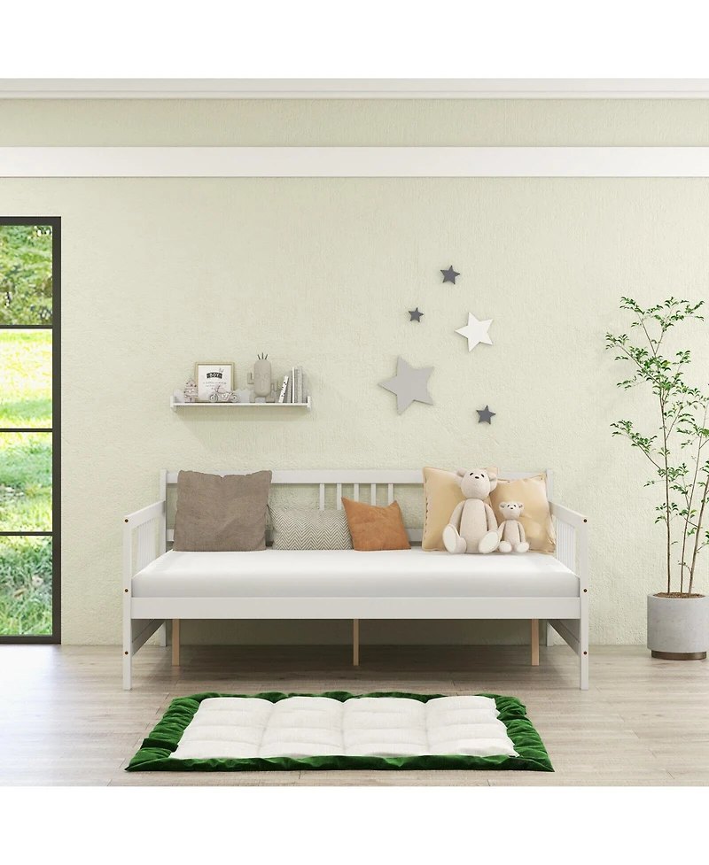 Sugift Wooden Daybed Frame with Guardrails