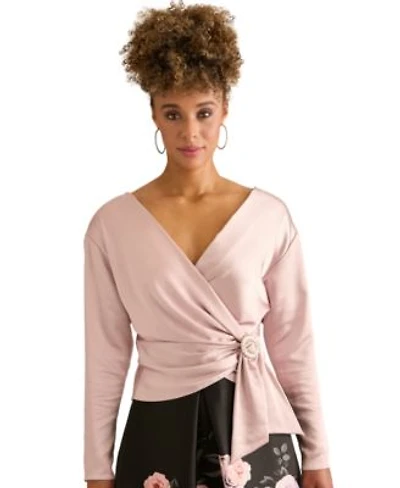 Muse Womens V Neck Long Sleeve Top