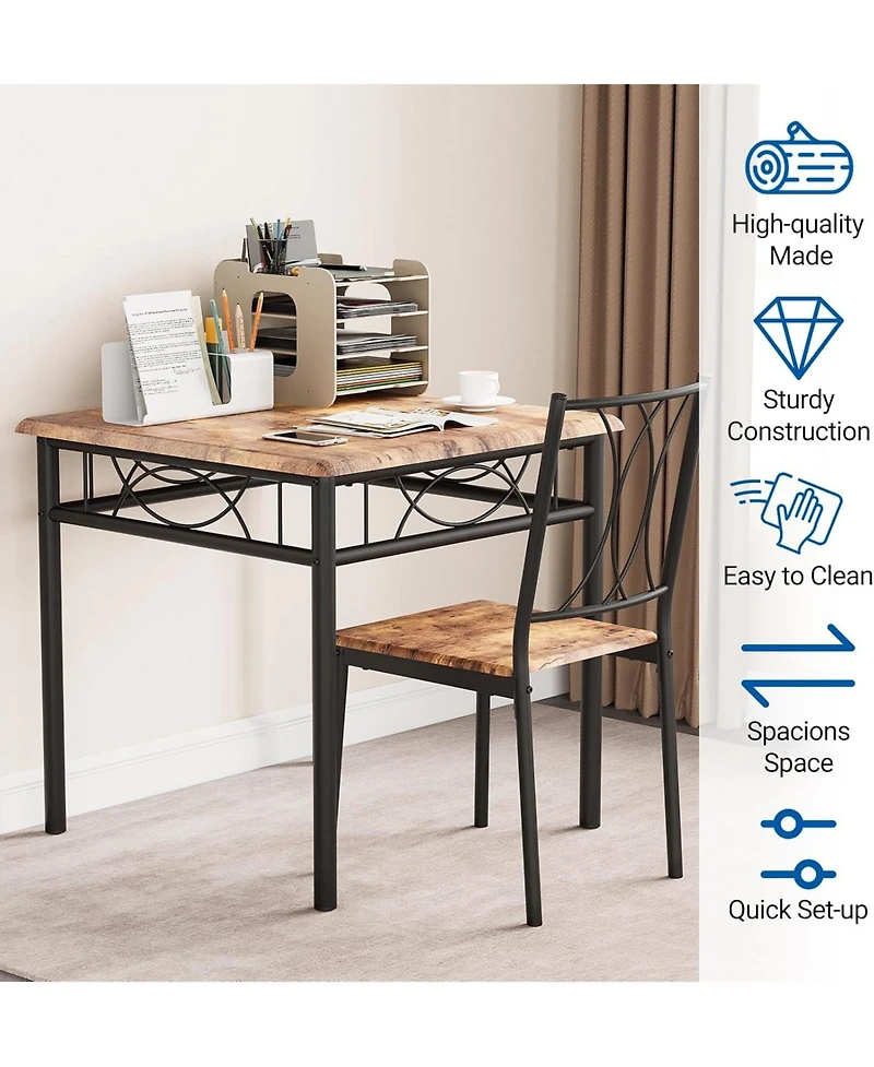 gaomon 3-Piece Wood Dining Table Set for 2, Upholstered Chairs, Compact Square Table for Breakfast Nook, Apartment