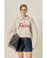 English Factory Women's Lettering Polo Scuba Top