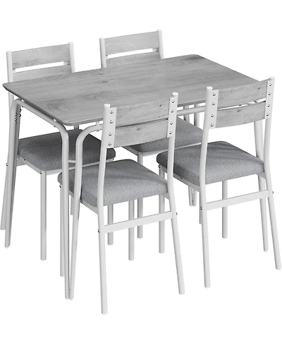 gaomon 2-Person Dining Table Set, Compact Kitchen Table with Upholstered Chairs, Great for Small Spaces, Light Oak, 4-Chair Version