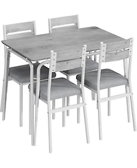 gaomon 2-Person Dining Table Set, Compact Kitchen Table with Upholstered Chairs, Great for Small Spaces, Light Oak, 4-Chair Version