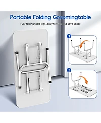 Aostirmotor 46" Blue Large Heavy Duty Pet Grooming Table for Dogs and Cats with Adjustable Arm