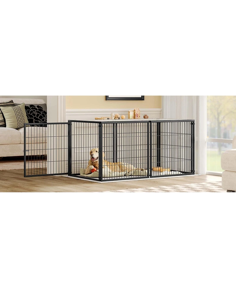 Aostirmotor 63.7" Large Dog Cage with Top, Indoor Pet Kennel for Medium Dogs and Puppies