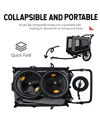 Aostirmotor Extra Large 2-in-1 Bike Trailer and Push Cart for Pets with Detachable Hitch