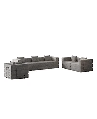 Streamdale Furniture 6-seater folding sofa bed with corduroy fabric, storage pockets & cushions
