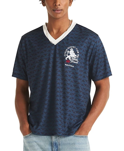 Nautica Men's Shadow Printed Birdseye V-Neck T-Shirt