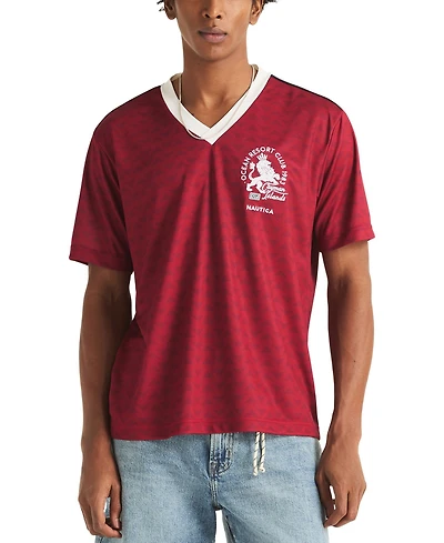 Nautica Men's Shadow Printed Birdseye V-Neck T-Shirt