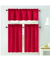 Rt Designers Collection 100% Polyester Gibson Solid 3 Piece Kitchen Curtains Valance and Tiers Set 54" x 18