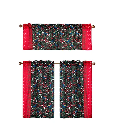 Rt Designers Collection Polyester Cucina Strawberry Fields Kitchen Curtains Valance and Tiers Set 52" x 18" Muticolor