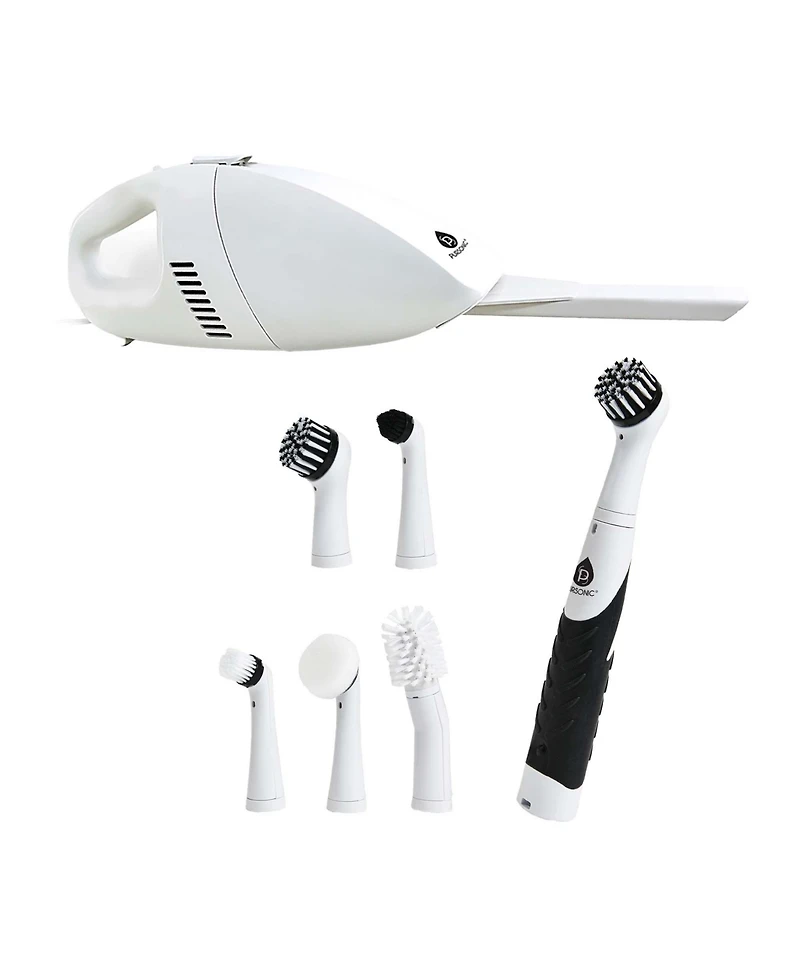 Pursonic Deep Cleaning Duo Bundle: Cordless Power Scrubber Cleaning Brush Pursonic Car Vacuum Cleaner