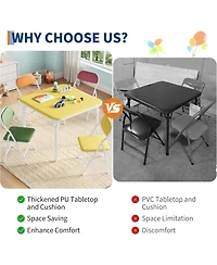 gaomon Folding Square Table and 4 Chairs Set, Lightweight Indoor Outdoor Dining Set, Collapsible Compact Table, Portable Chairs
