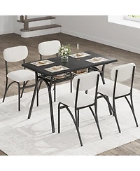 gaomon 5-Piece Dining Table Set for 4, Rectangular Table with Storage Rack, Boucle Dining Chairs