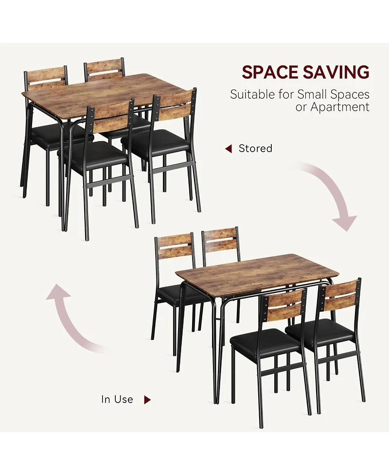 gaomon 5 Piece Dining Set for 4, Modern Rectangle Table with Upholstered Chairs, Kitchen or Office, Breakfast Nook Furniture