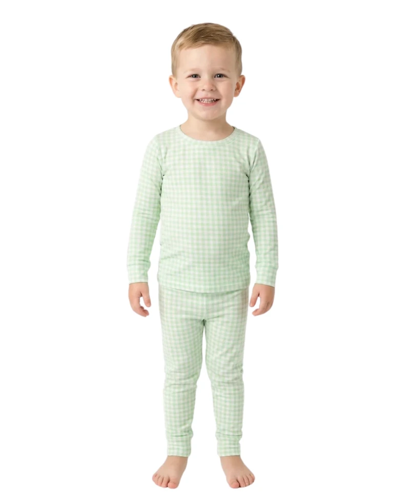Motette Toddler Boys Pistachio Gingham Pajama Set