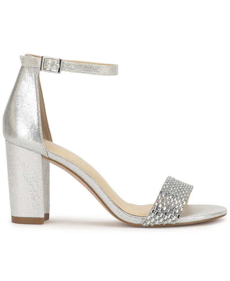 Jessica Simpson Women's Sahino Block Heel Rhinestone Dress Sandals