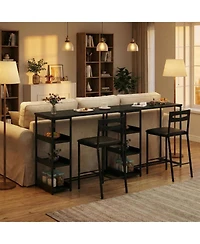 gaomon 3-Piece Counter Height Dining Table Set, Storage Shelves & Upholstered Chairs, Wooden Table for Small Spaces