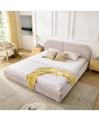 Streamdale Furniture King Size Upholstered Bed Frame, Modern Minimalist Curved Headboard