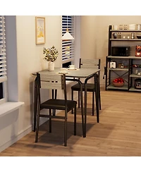 gaomon 3-Piece Dining Table Set, Wooden Square Table and Chairs for 2, Breakfast Table for Home or Commercial Dining Room