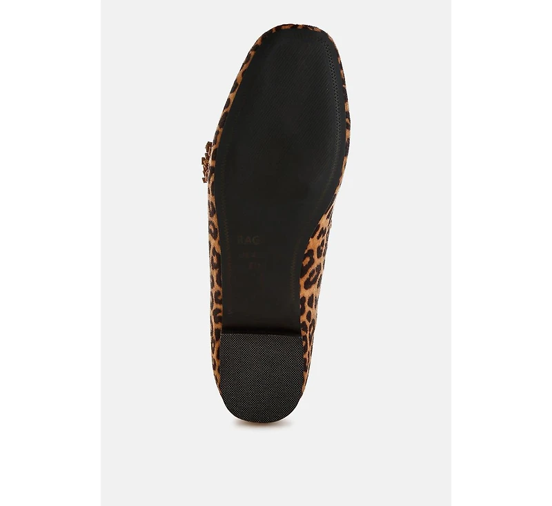 Niloha Studs & Tassels Detail Leopard Loafers