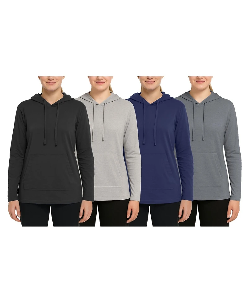 Blue Ice Women's Loose Fit Cotton Lightweight Casual Pullover Drawstring Hoodie With Pocket