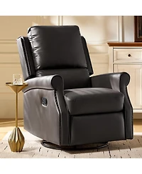 Hulala Home Philip 38" Traditional Faux Leather Swivel Rocker Manual Recliner