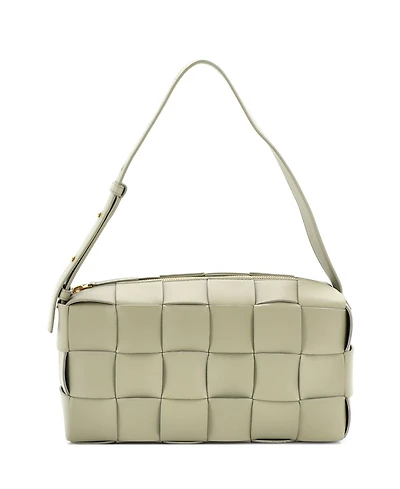 Pre-Owned Bottega Veneta Brick Cassette Shoulder Bag Maxi Intrecciato Leather