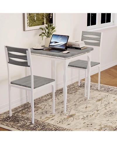 gaomon 3-Piece Space-Saving Dining Set for 2, Modern Table with Spiral Legs, Compact Furniture for Apartment Kitchens