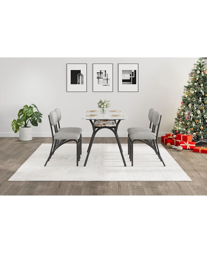 gaomon 5-Piece Dining Table Set for 4, Kitchen Table with Shelf & 4 Padded Chairs, Easy Assembly Breakfast Set