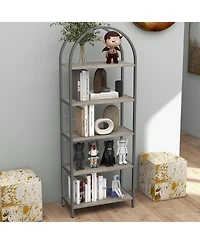 gaomon 5-Tier 70.8" Tall Arched Bookshelf, Open Display Shelf with Metal Frame, Storage Rack for Bedroom or Home.