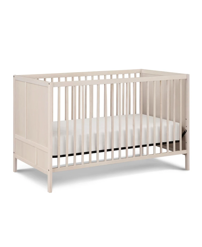 flynama 3in1 Convertible Crib with Solid End Panels Geometric Lines Solid Wood and Three Adjustable Mattress Heights for Baby Nursery